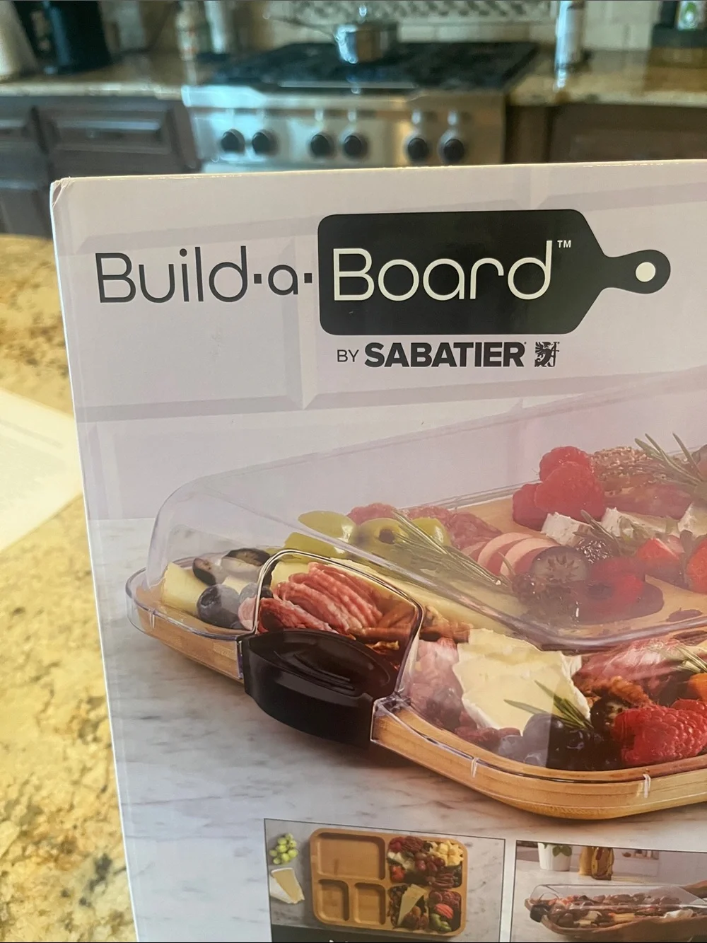 Build-a-Board Bamboo Serving Board with Locking Lid - New